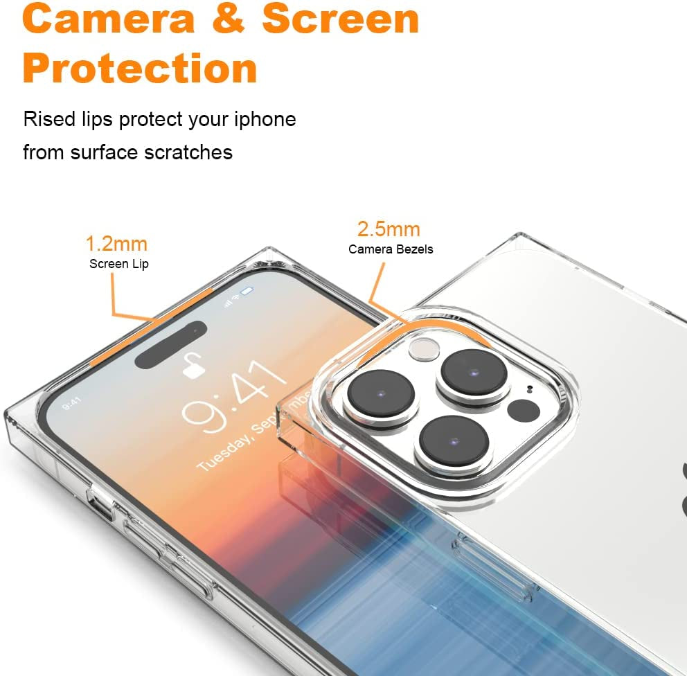 ANHONG Clear Square Case Compatible with Iphone 14 Pro Max 6.7 Inch 2022, HD Clear Cover Enhanced Corners TPU Cushion, Shock-Absorption Soft TPU Case  ANHONG   