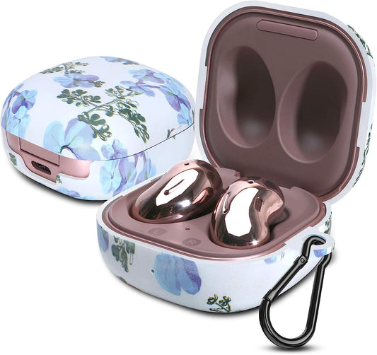 PC Plastic Hard Shell Case Cover for Galaxy Buds Live 2020/Galaxy Buds Pro 2021With Carabiner Anti-Lost & Shockproof Skin Accessories Compatible 2021 Latest Samsung Galaxy Buds 2 (Petal-Blue)  ANKASI   