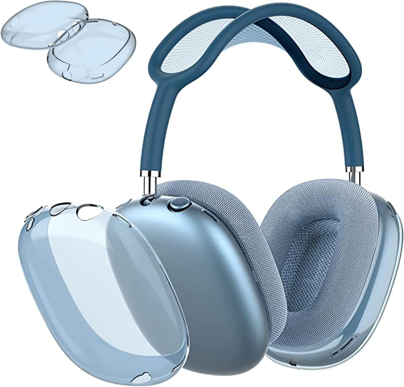 Aircawin for Airpods Max Case Clear Glitter,Soft TPU Clear Case for Airpods Max Case Cover,Shockproof Anti-Scratch Protective Case No-Yellowing Transparent Accessories for Airpod Max Headphone-Glitter  Aircawin Clear Blue  