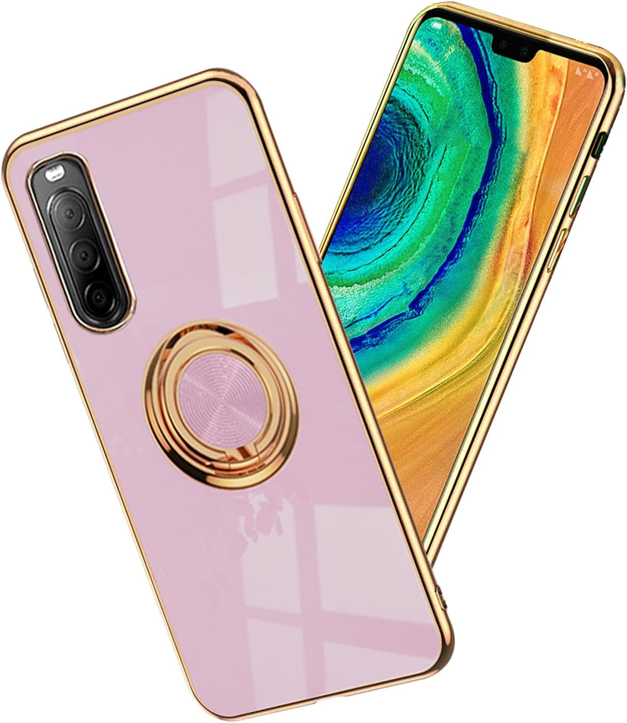 Yarxiawin Compatible with Sony Xperia 10 IV Case Ring Holder Magnet Silicone, Sony Xperia 10 IV Phone Case Silicone Thin White Cover Black 360° Rotatable Metal Kickstand (Gray)  Yarxiawin Purple  