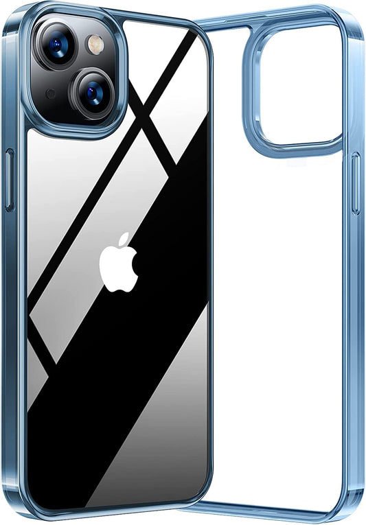 TORRAS Diamond Clear Designed for Iphone 14 Case [Never Yellowing] [Military Grade Anti-Drop] Hard PC Back Flexible Bumper Shockproof Protective Slim Phone Cover 6.1 Inch, Blue  TORRAS Blue Clear  