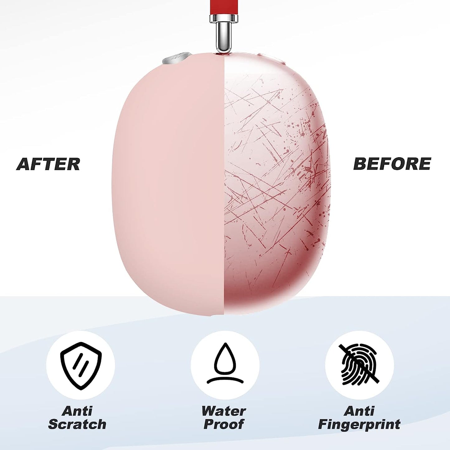 Vsagier Silicone Case for Airpods Max Headphones, Scratch-Resistant Earcup Caps and Headband Cover for Airpods Max, Airpods Max Accessory Skin Case,(Light Pink)  Vsagier   