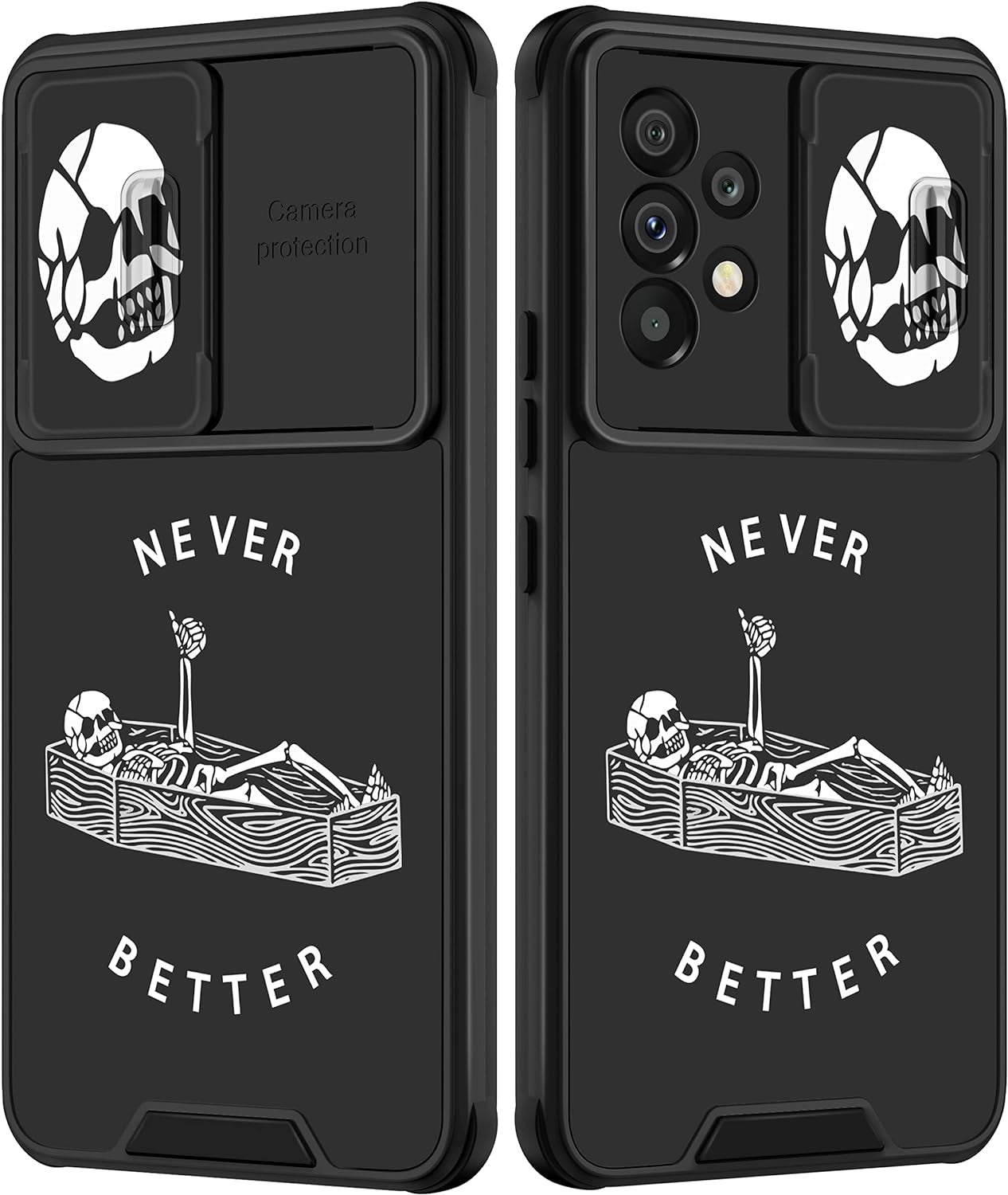 Goocrux for Samsung Galaxy A53 5G Case Skeleton for Women Girls Cute Skull Girly Phone Cover Gothic Design Aesthetic with Slide Camera Cover Funny Cool Cases for Galaxy A53 6.5''  Goocrux Lying Skull  