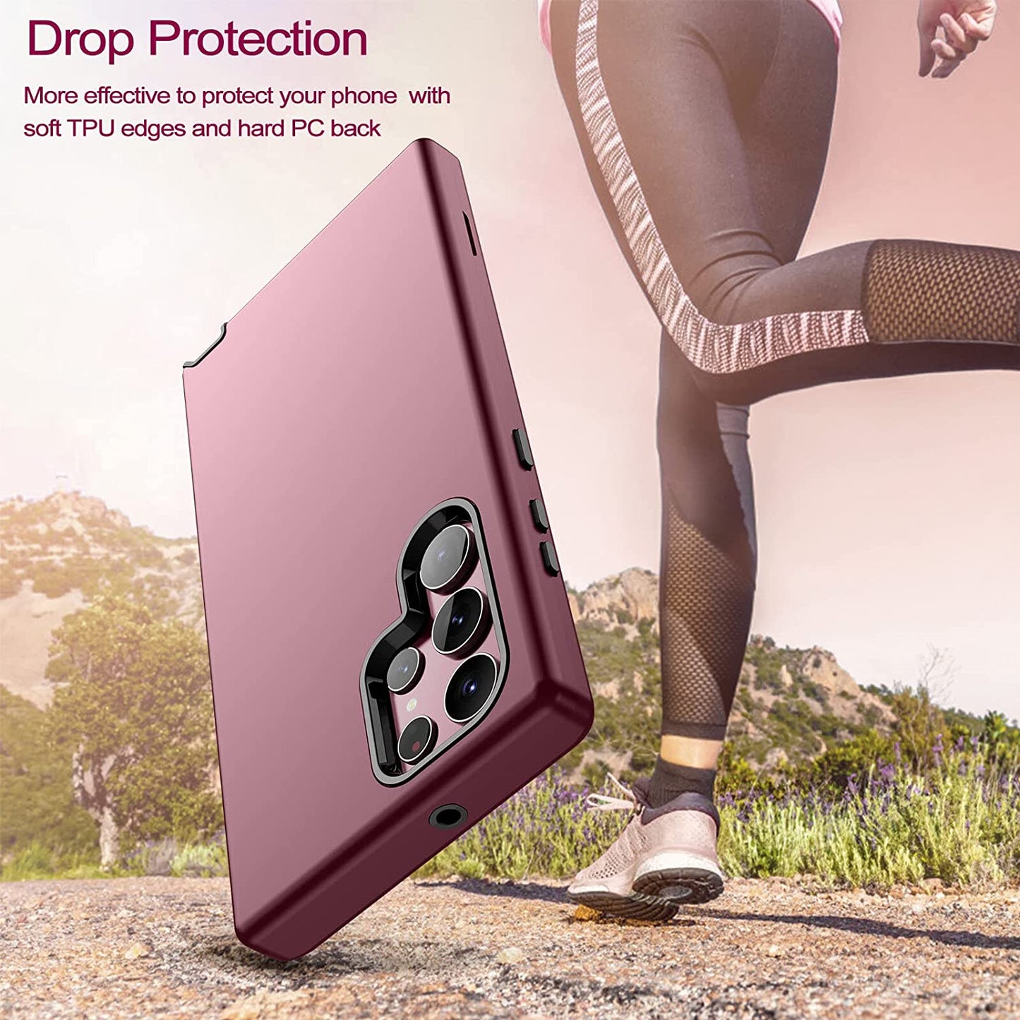 Welovecase for Samsung Galaxy S22 Ultra 5G Case, Cover 3 in 1 Full Body Heavy Duty Protection Hybrid Shockproof TPU Bumper Three Layer Protective Case for Samsung Galaxy S22 Ultra 6.8 Inch, Burgundy  WeLoveCase   