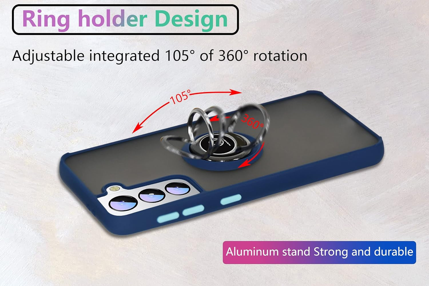 Ymxdmd Is Specially Designed for Samsung Galaxy S21 Plus/S21+ Anti-Fingerprint, Built-In 360° Rotating Ring Bracket Solid and Durable Magnetic Car Phone Case, Suitable for 6.7Inches Male-Blue  ymxdmd   