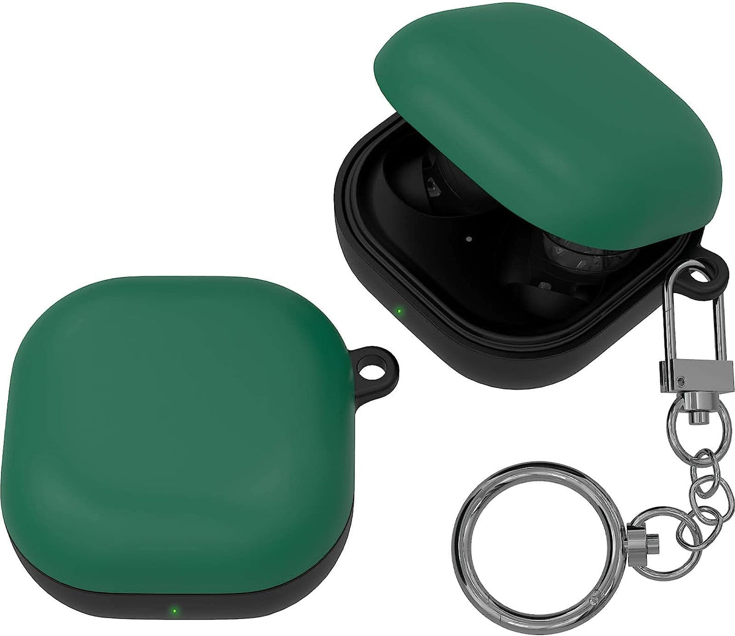 JUST4YOU for Galaxy Buds Pro Case, Galaxy Buds Live Case, Galaxy Buds 2 Case Cover with Keychain, Thin Fit Hard Case (Black) CS_HD_GBL_GBP_GB2_BK  S2B Corporation Green  