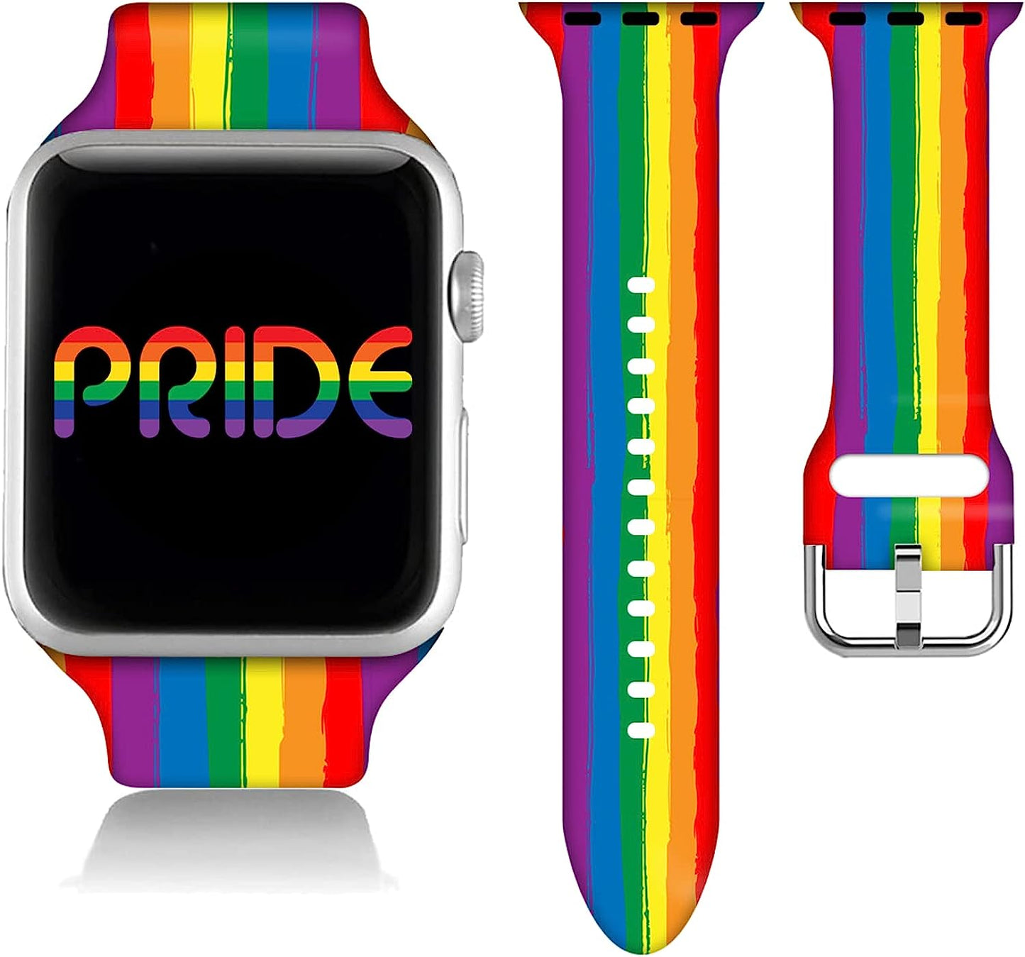 Teacher Appreciation Gifts Nurse Decorations Wristband Straps for Rainbow Apple Watch Band 38Mm/40Mm/41Mm/42Mm/44Mm/45Mm Soft Silicone Pride Watch Band Strap for Apple Smart Watch Series 7 6 5 4 3 2 1 SE.  DGDGDG   