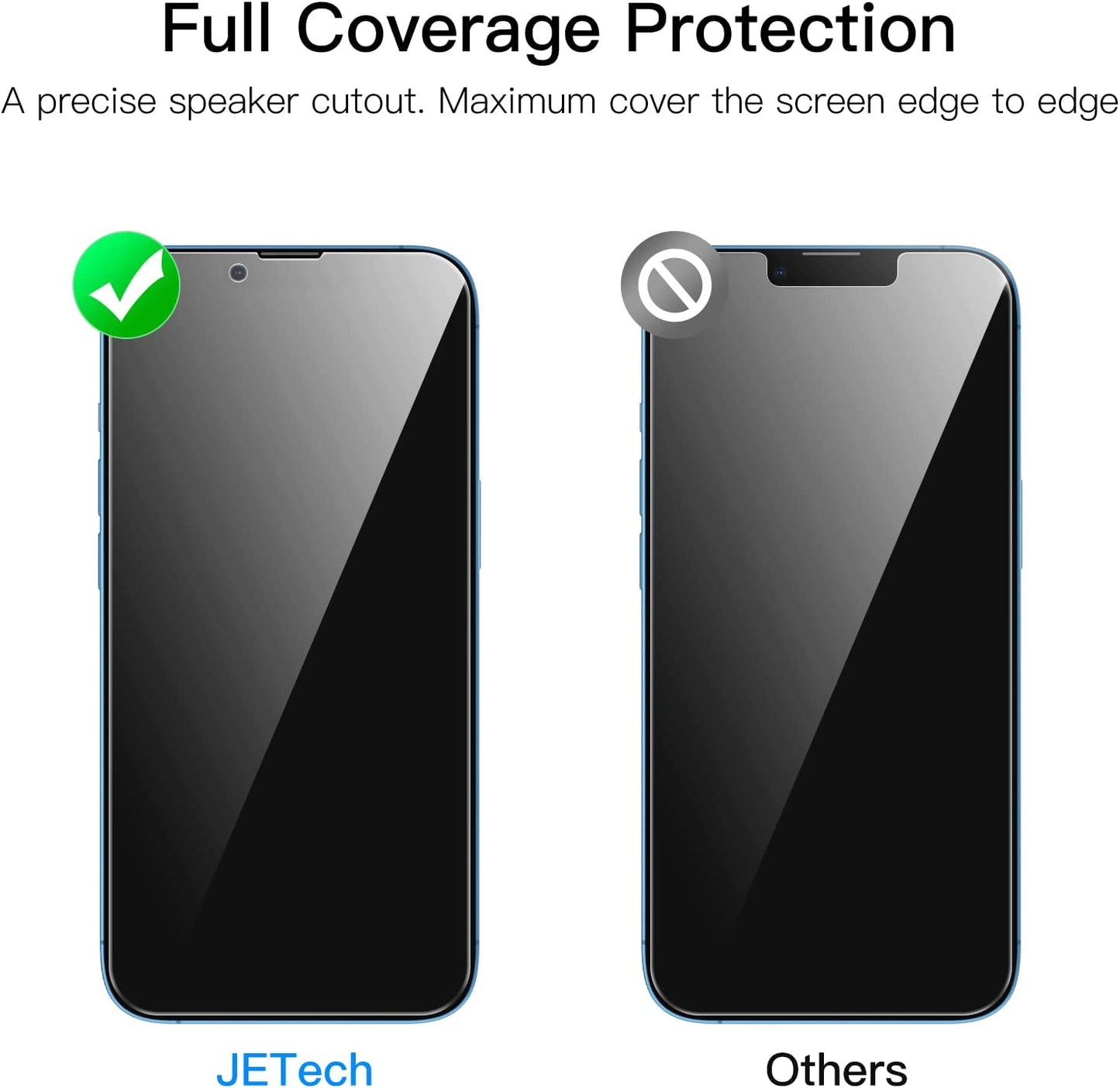 Jetech Privacy Full Coverage Screen Protector for Iphone 13/13 Pro 6.1-Inch, Anti-Spy Tempered Glass Film, Edge to Edge Protection Case-Friendly, 2-Pack  JETech   
