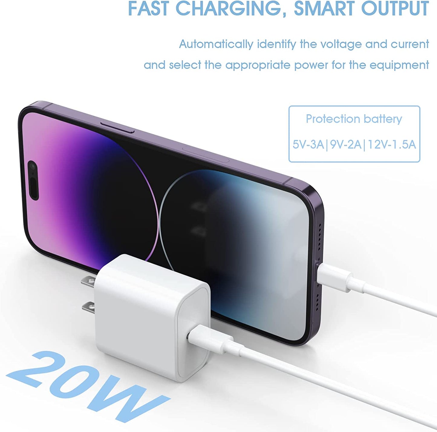 4Pack [Apple Mfi Certified] Iphone Fast Charger, Igenjun 20W USB C Charger Wall Charger Block with PD 3.0, Compact USB C Power Adapter for Iphone 14/14 Pro/13, Galaxy, Pixel, Airpods Pro-White  iGENJUN   