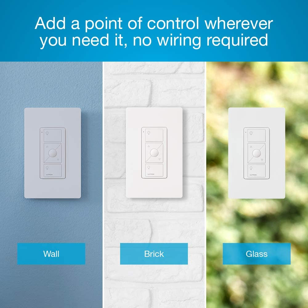 Lutron Pico Smart Remote Control for Caséta Smart Dimmer Switch | PJ2-3BRL-WH-L01R | White  Lutron   