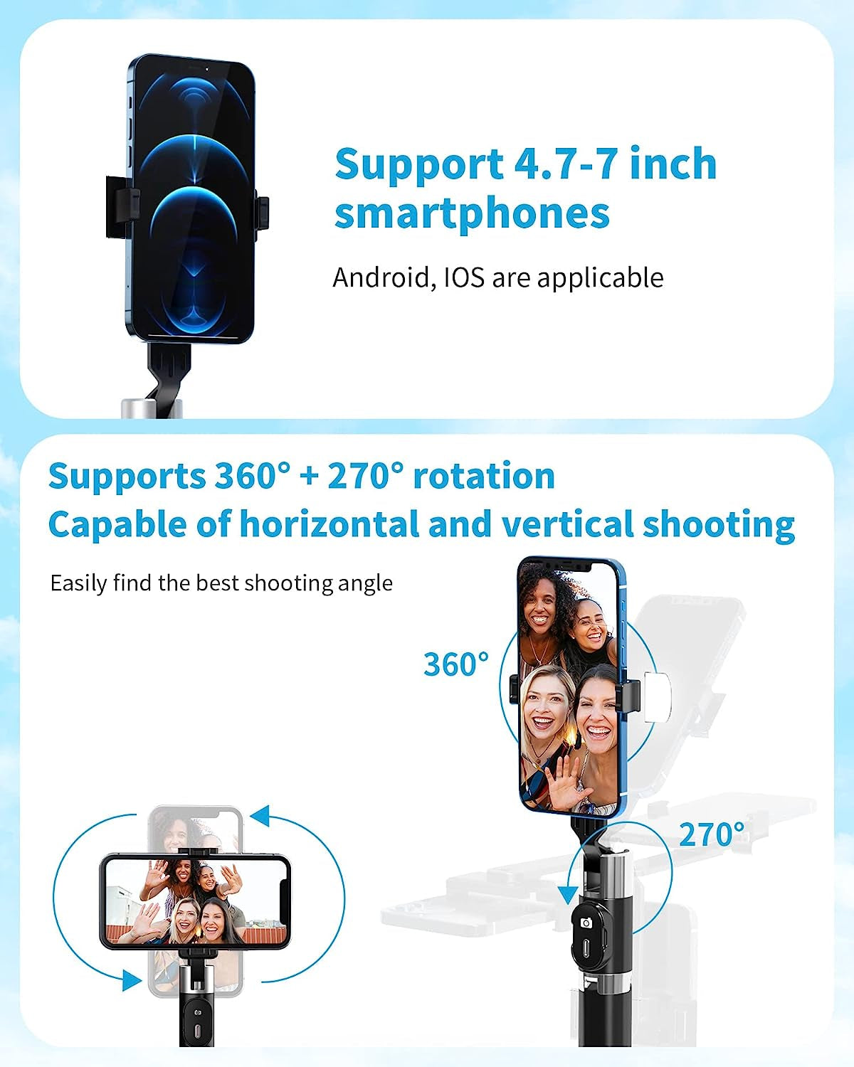 LONJADE Selfie Stick Tripod-43 Inch Extendable Selfie Stick Phone Tripod Stand with Upgraded 5.2 Wireless Remote Travel Holder Compatible with Iphone Samsung Cell Phone Video Recording (Black)  LONJADE   