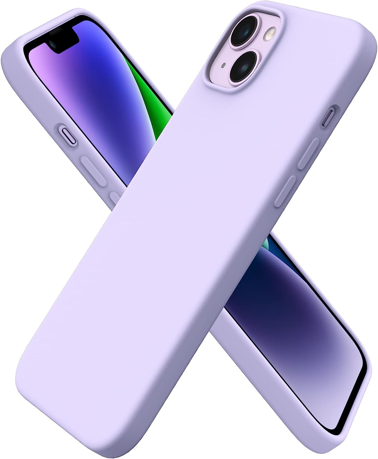 ORNARTO Compatible with Iphone 14 plus Case 6.7, Slim Liquid Silicone 3 Layers Full Covered Soft Gel Rubber Case Protective Cover 6.7 Inch-Baby Yellow  ORNARTO A-Pastel Lilac  