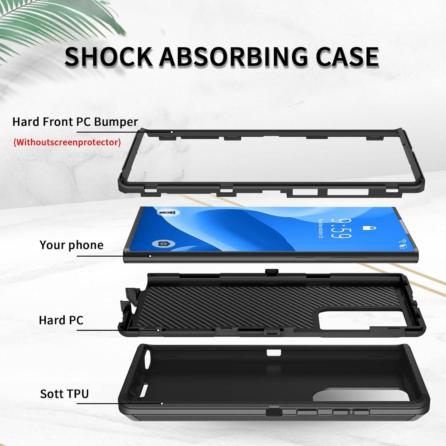 SZFIRSTEY Case for Galaxy S22 Ultra, Drop Protection Rugged Shockproof Military Protective Bumper Phone Cover Armor Heavy Duty for Samsung Galaxy S22 Ultra (Black)  SZFIRSTEY   