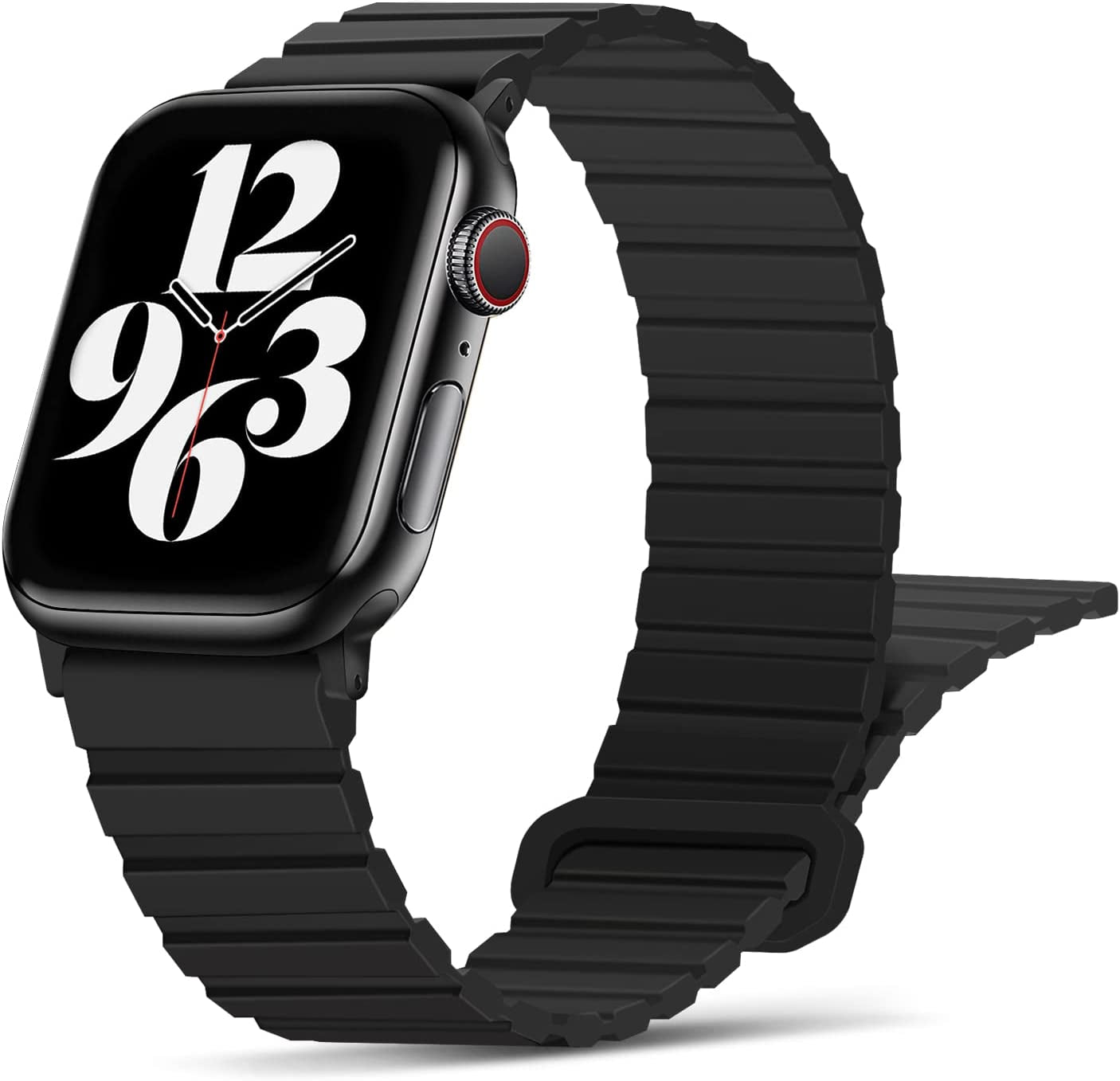 Tasikar Compatible with Apple Watch Band 49Mm 45Mm 44Mm 42Mm Silicone Magnetic Loop Bands [Double Sided Wearable] Designed for Apple Watch Ultra Series 8 7 (45Mm) SE 6 5 4 (44Mm) 3 2 1 (42Mm), Grey Orange  Tasikar Black 38mm/40mm/41mm 