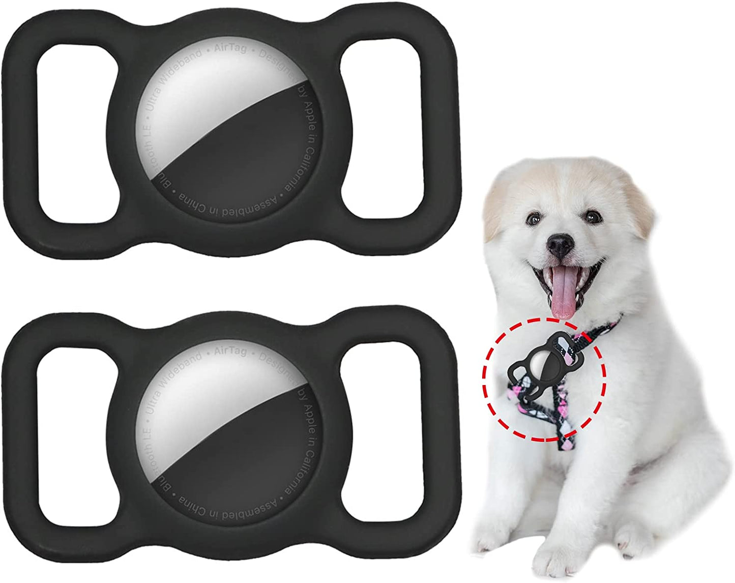 2 Pack Compatible with Apple Airtag Dog Collar Holder Silicone Pet Collar Case, Waterproof Suitable for Cat and Dog Collar  Jobazok   