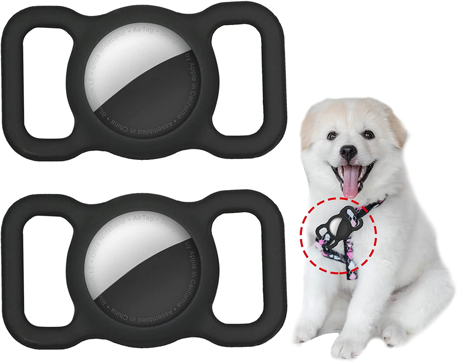 2 Pack Compatible with Apple Airtag Dog Collar Holder Silicone Pet Collar Case, Waterproof Suitable for Cat and Dog Collar  Jobazok   