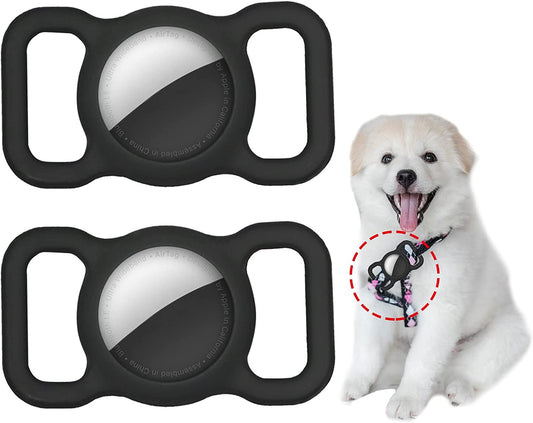 2 Pack Compatible with Apple Airtag Dog Collar Holder Silicone Pet Collar Case, Waterproof Suitable for Cat and Dog Collar  Jobazok   