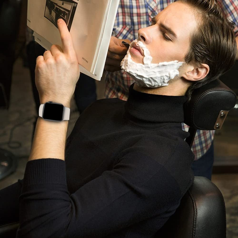 NUKELOLO Sport Band Compatible for Apple Watch Band 45Mm 44Mm 42Mm 41Mm 40Mm 38Mm with Screen Protector Case, Men Women Soft Silicone Strap for Iwatch Series 7 6 5 4 3 2 1 Se(40Mm-Stone)  NUKELOLO   