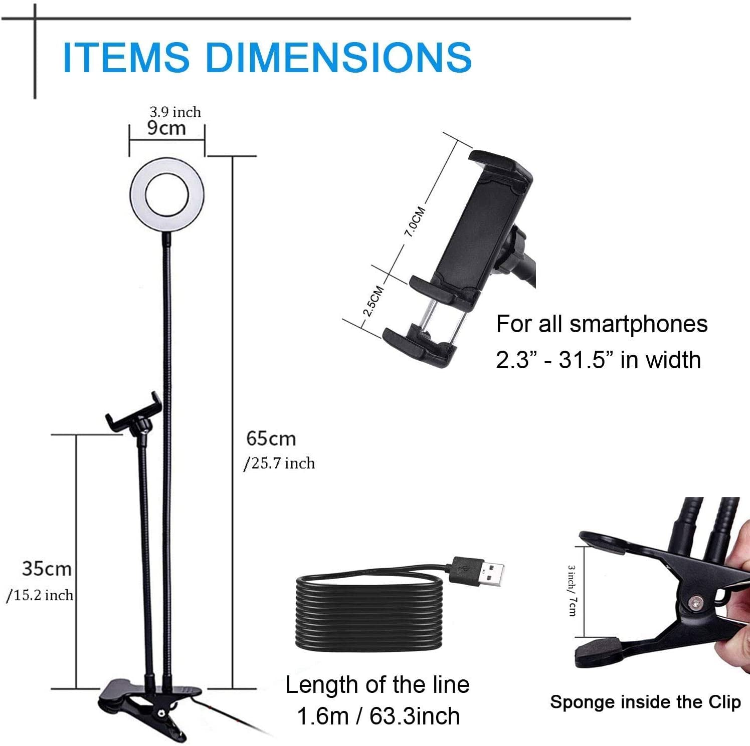 Webcam Light Stand for Live Stream,Upgrade Selfie Ring Light with Webcam & Cell Phone Holder Mount for for Logitech C925E, C922X, C930E,C922,C930,C920,C615,Brio 4K  samiadat   
