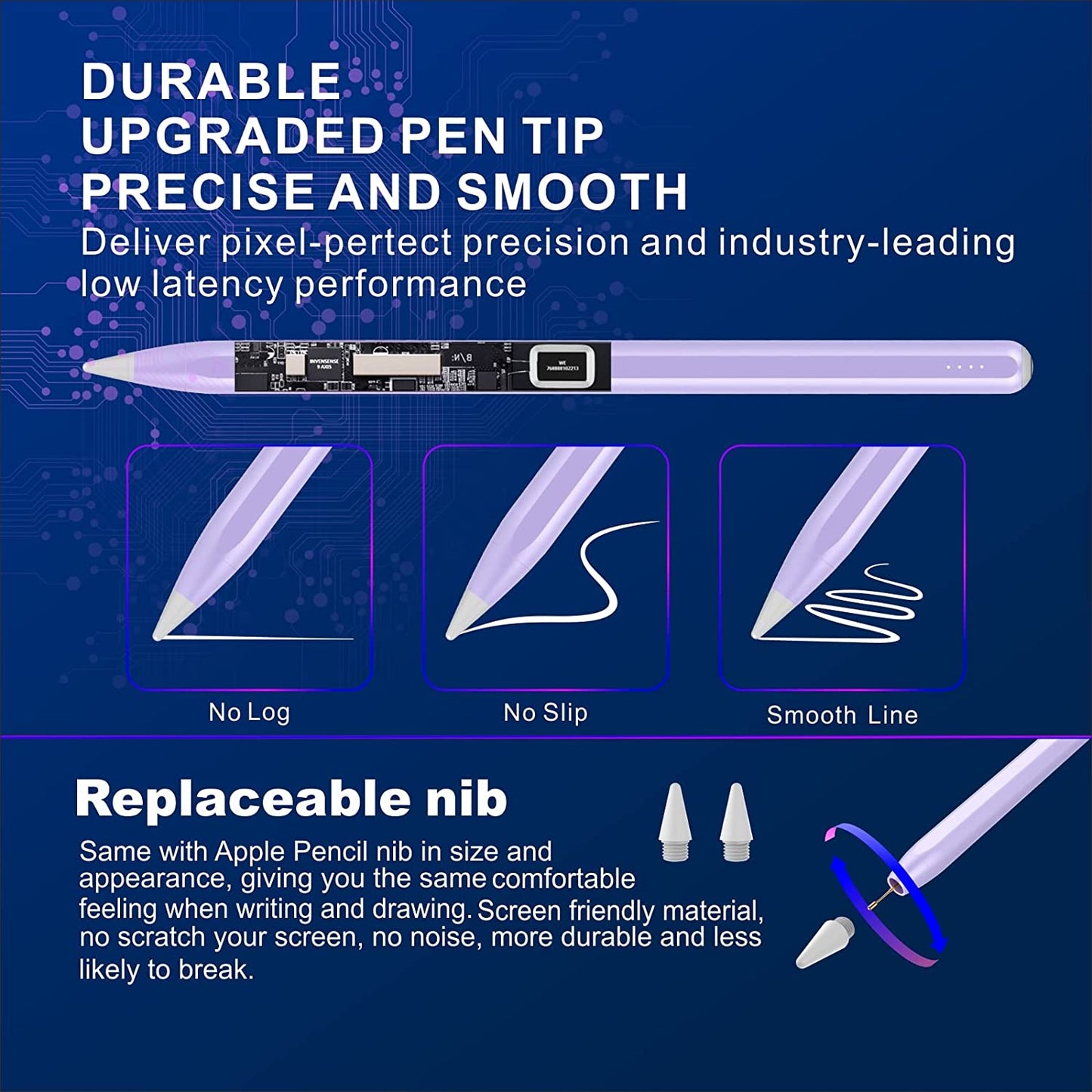 Ipad Air Pencil with Palm Rejection, PERMARK Stylus Pen Compatible with (2018-2023) Apple Ipad Pro (11/12.9 Inch),Ipad Air 3Rd/4Th/5Th Gen,Ipad 6/7/8/9Th Gen,Ipad Mini 5/6Th Gen (Purple)  PERMARK   