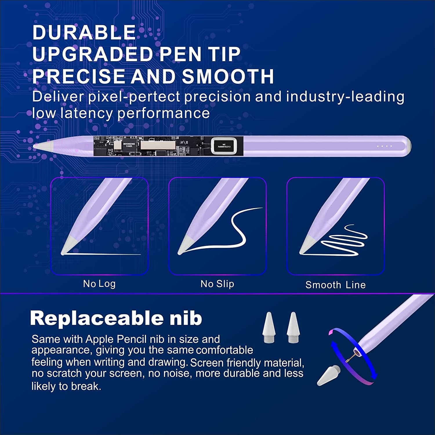 Ipad Air Pencil with Palm Rejection, PERMARK Stylus Pen Compatible with (2018-2023) Apple Ipad Pro (11/12.9 Inch),Ipad Air 3Rd/4Th/5Th Gen,Ipad 6/7/8/9Th Gen,Ipad Mini 5/6Th Gen (Purple)  PERMARK   