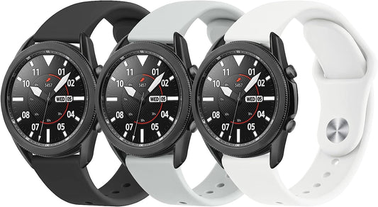 3 PACK Bands Compatible with Samsung Galaxy Watch 3 Bands 45Mm, Galaxy Watch 46Mm Band, 22Mm Adjustable Soft Silicone Sport Strap Replacement Band for Galaxy Watch 3 45Mm Women Men  Wanme   