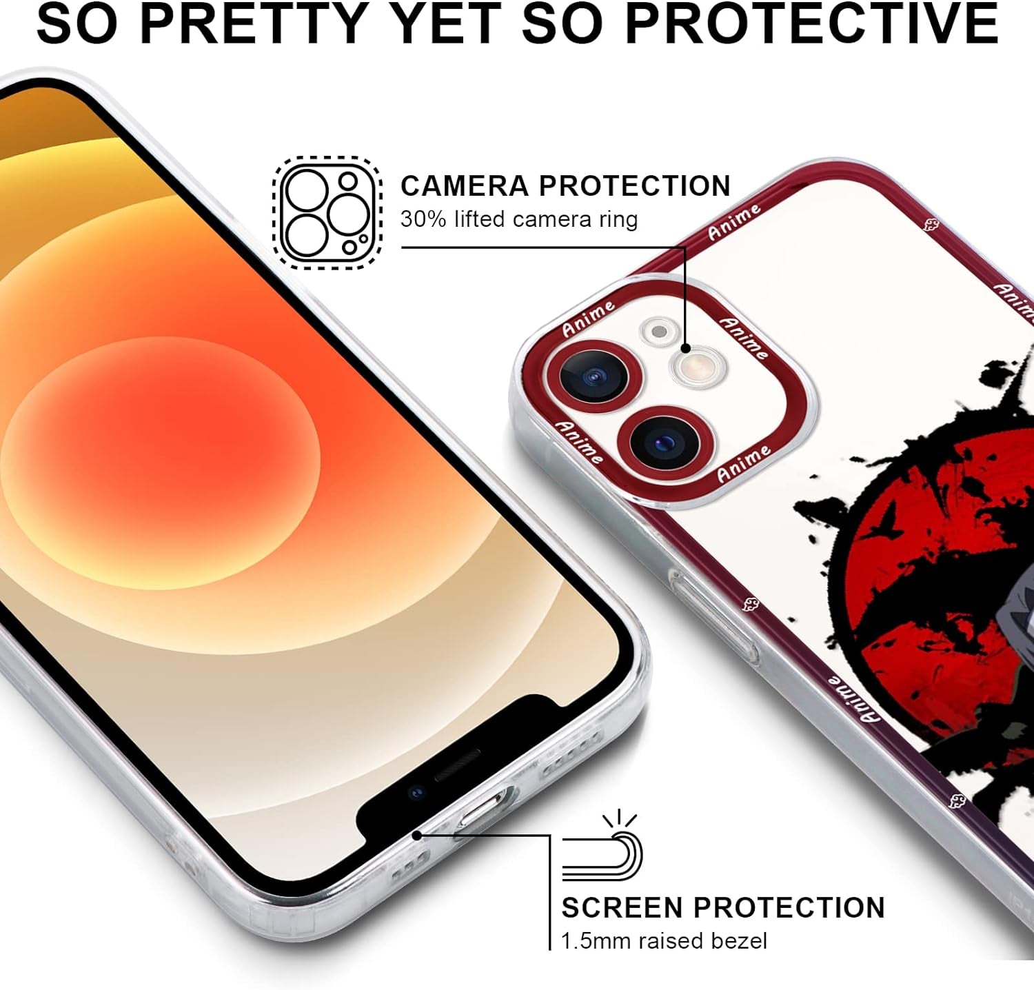 2 Pack Japanese Anime Case for Iphone 12 Mini Clear Case 5.4", Cool Manga Cute Pattern Design, Cartoon Comics Character Cases for Men Boys Women Girls, Soft TPU Funda for Iphone12 Mini, Transparent  ZXT US   