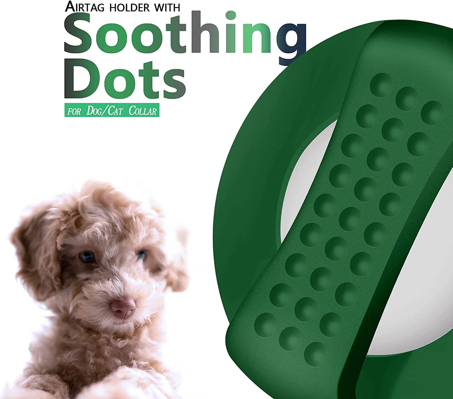 CHINCUM Airtag Dog Collar Holder with Soothing Dots, Silicone Shockproof Pet Collar Case for Apple Airtag, Durable Air Tag Case Holder Compatible with Cat Dog Collars 0.6-1.2 Inch Width  CHINCUM   