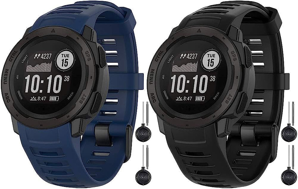 Vozehui Bands Compatible with Garmin Instinct Sports GPS, Soft Silicone Adjustable Replacement Wristbands for Garmin Instinct/Instinct Tide/Instinct Tactical  Vozehui Black+Navy  