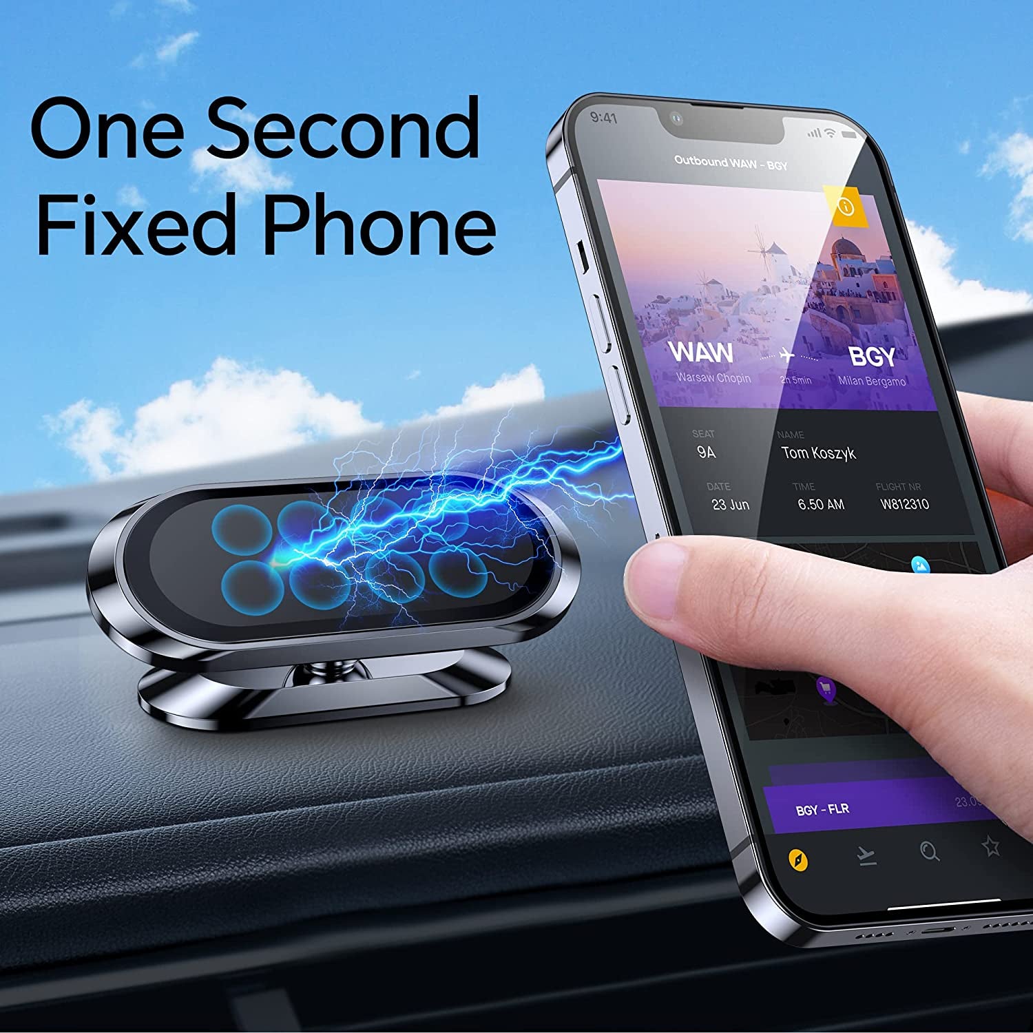 【2-Pack】Magnetic Phone Holder for Car, [ Super Strong Magnet ] [ with 4 Metal Plate ] Iphone Magnetic Car Mount for Cell Phone, [ 360° Rotation ] Universal Dashboard Adhesive Car Magnetic Phone Mount  Coolpow   