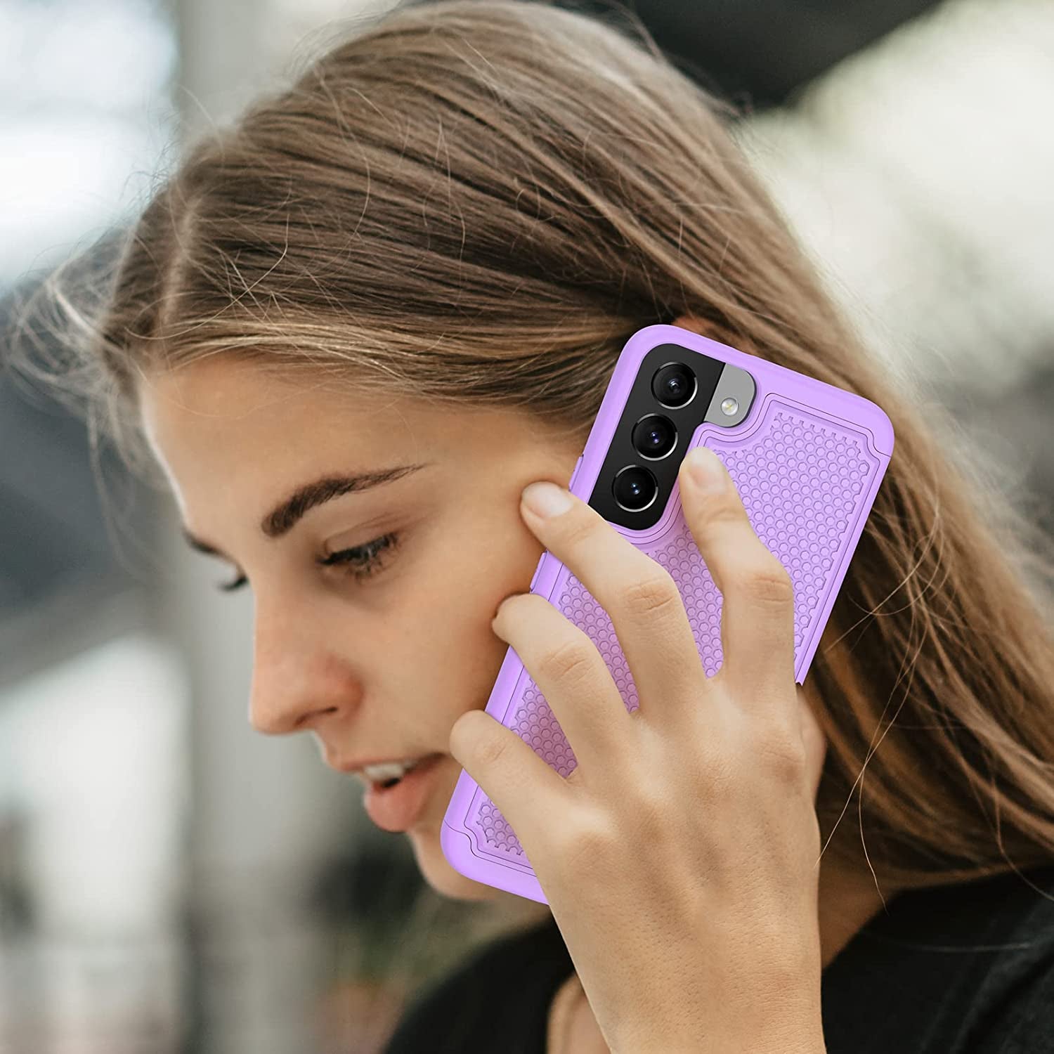 BNIUT for Samsung Galaxy S22 5G Case: Dual Layer Protective Heavy Duty Cell Phone Cover Shockproof Rugged with Non Slip Textured Back - Military Protection Bumper Tough - 6.1Inch (Girly Purple)  binghexin   