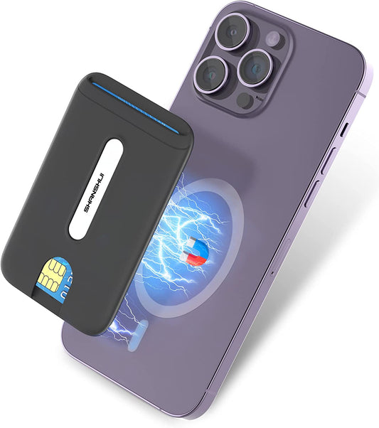 SHANSHUI Magnetic Wallet for Magsafe, Ultra Slim Magnetic Card Holder for Back of Phone Wallet Premium Silicone Anti-Drop Credit Card Holder Fitting for Iphone 14/13/ 12 Series & Magsafe Case  SHANSHUI   