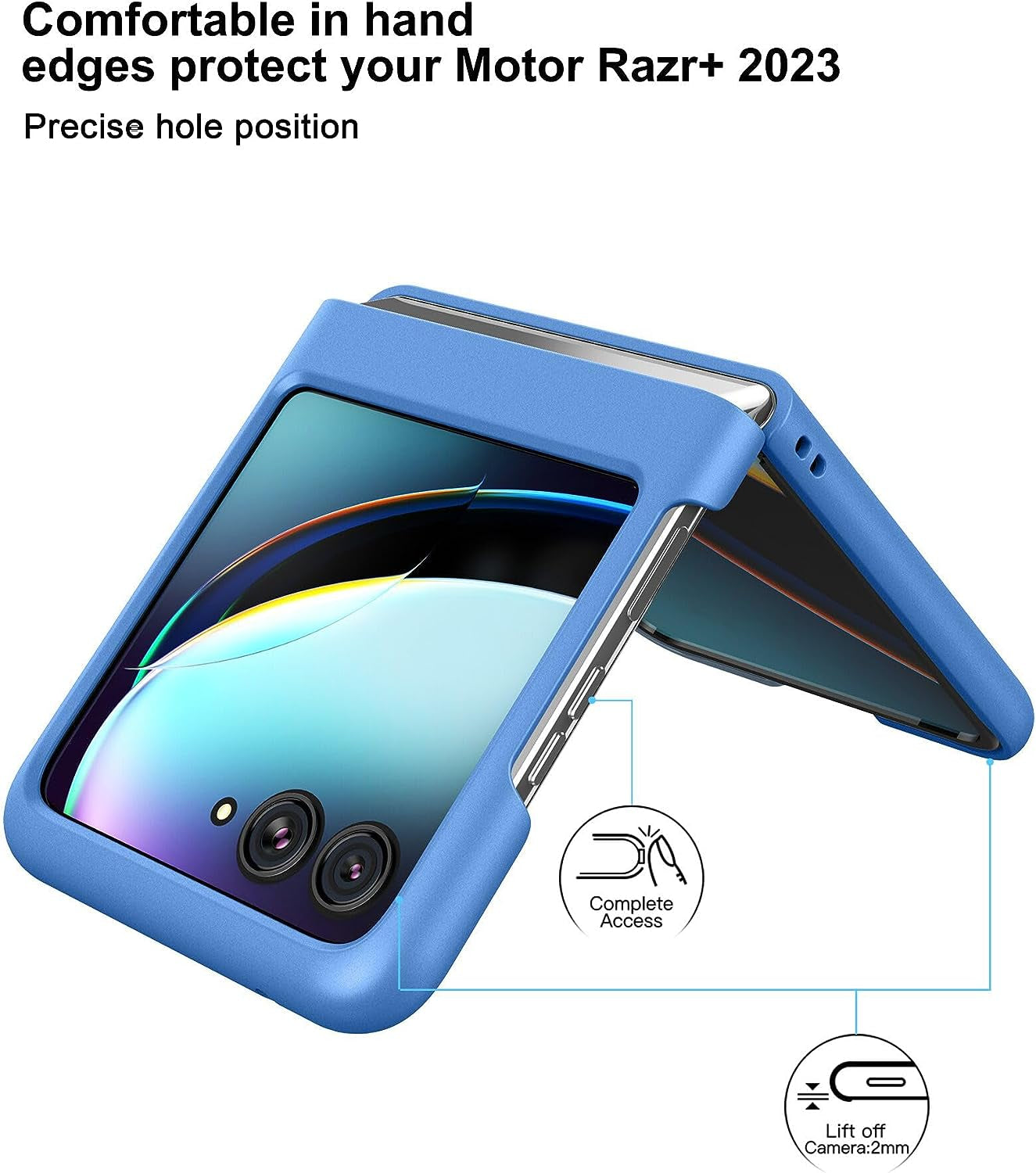 Foluu Slim Fit Case for Motorola Razr plus 2023, with 1 Pack Soft Inner TPU Moto Razr plus 2023 Screen Protector, 1 Pack Front Built-In Screen Protector, Matte PC Cover for Motorola Razr+ 2023 Blue  Foluu   