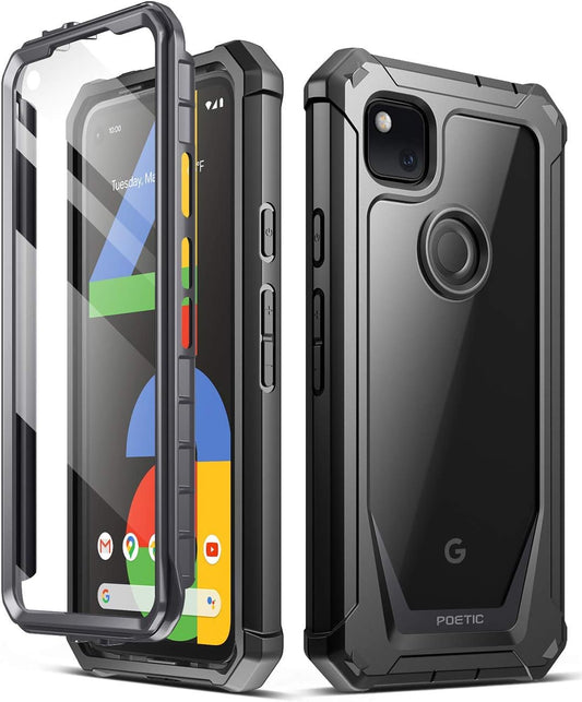 Poetic Guardian Series for Google Pixel 4A 5.8 Inch (2020) Case, Full-Body Hybrid Shockproof Bumper Cover with Built-In-Screen Protector, Black/Clear  Poetic   