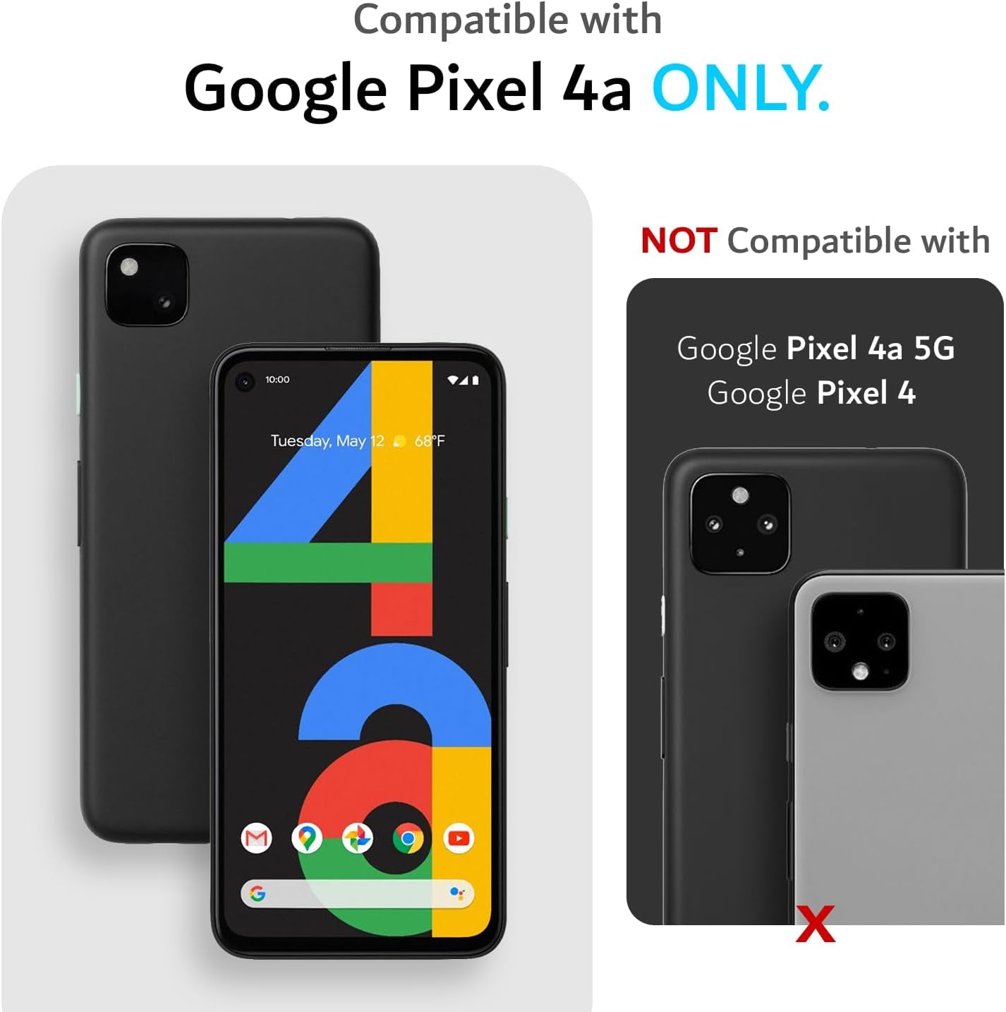 TUDIA Dualshield Designed for Google Pixel 4A Case, [Merge] Shockproof Dual Layer Military Grade Drop Protection Slim Protective Case Cover - Matte Black  TUDIA   