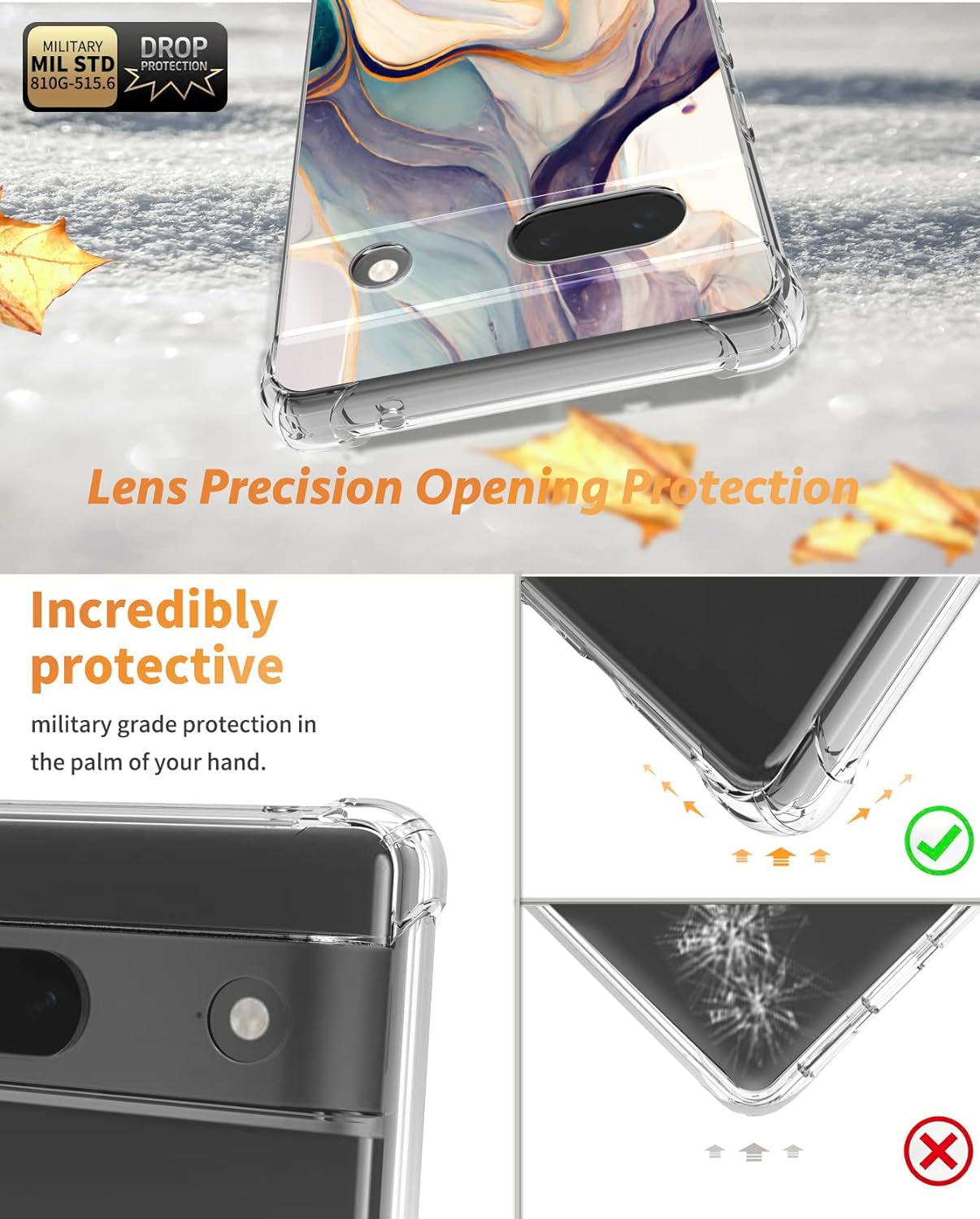 CLATUK for Google Pixel 8 Case with Screen Protector, [Marble Slim]+[Anti-Drop Shockproof Protective] Soft TPU Women Stylish Pixel 8 Phone Covers 2023 6.17 Inch (Alpine Lake)  CLATUK   