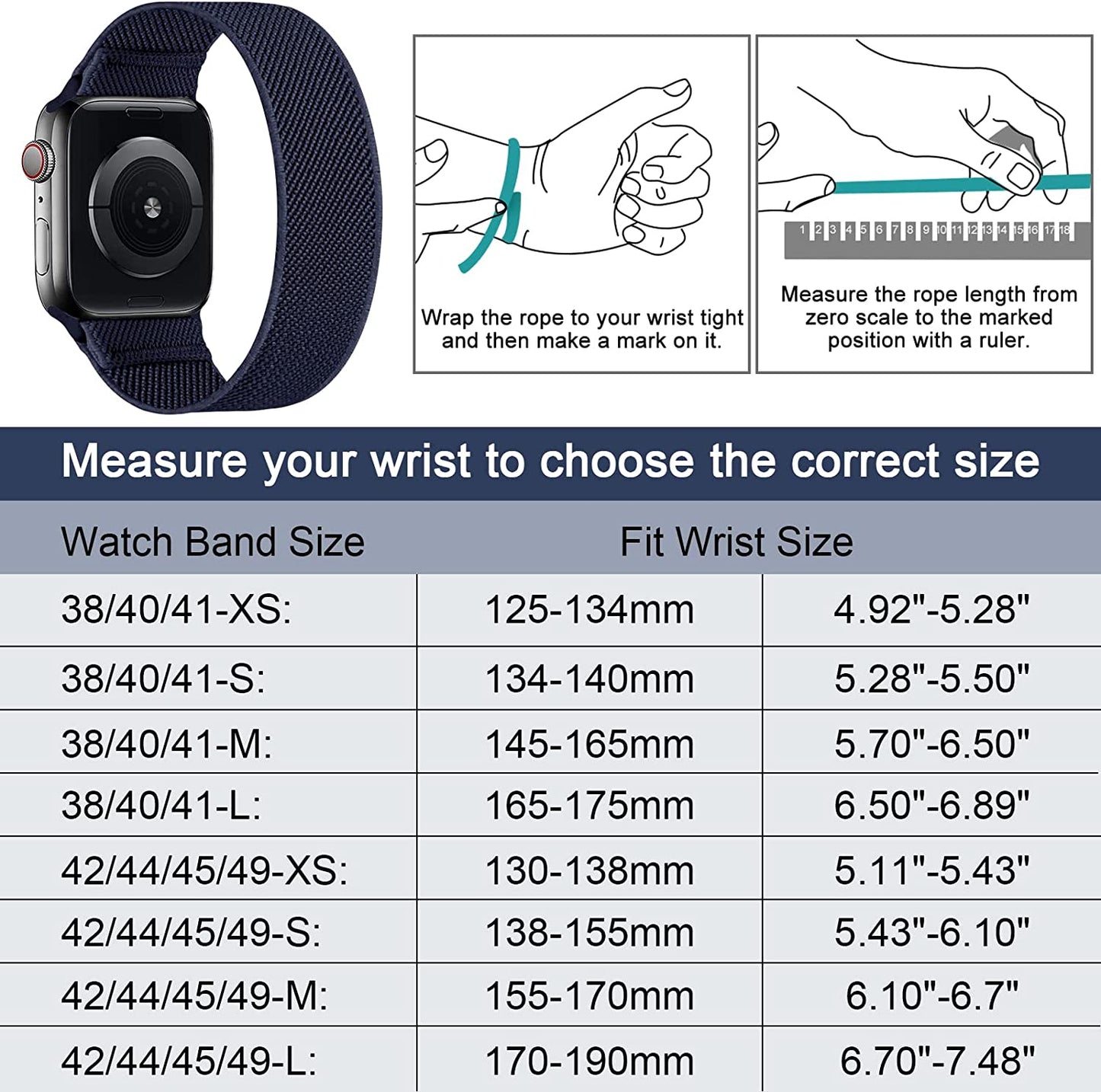 HILIMINY 10 Pack Stretchy Solo Loop Bands Compatible with Apple Watch 38Mm 40Mm 41Mm 42Mm 44Mm 45Mm 49Mm Men Women, Braided Elastic Nylon Sport No Buckles Straps for Iwatch Ultra SE Series 8 7 6 5 4 3 2 1  HILIMNY   