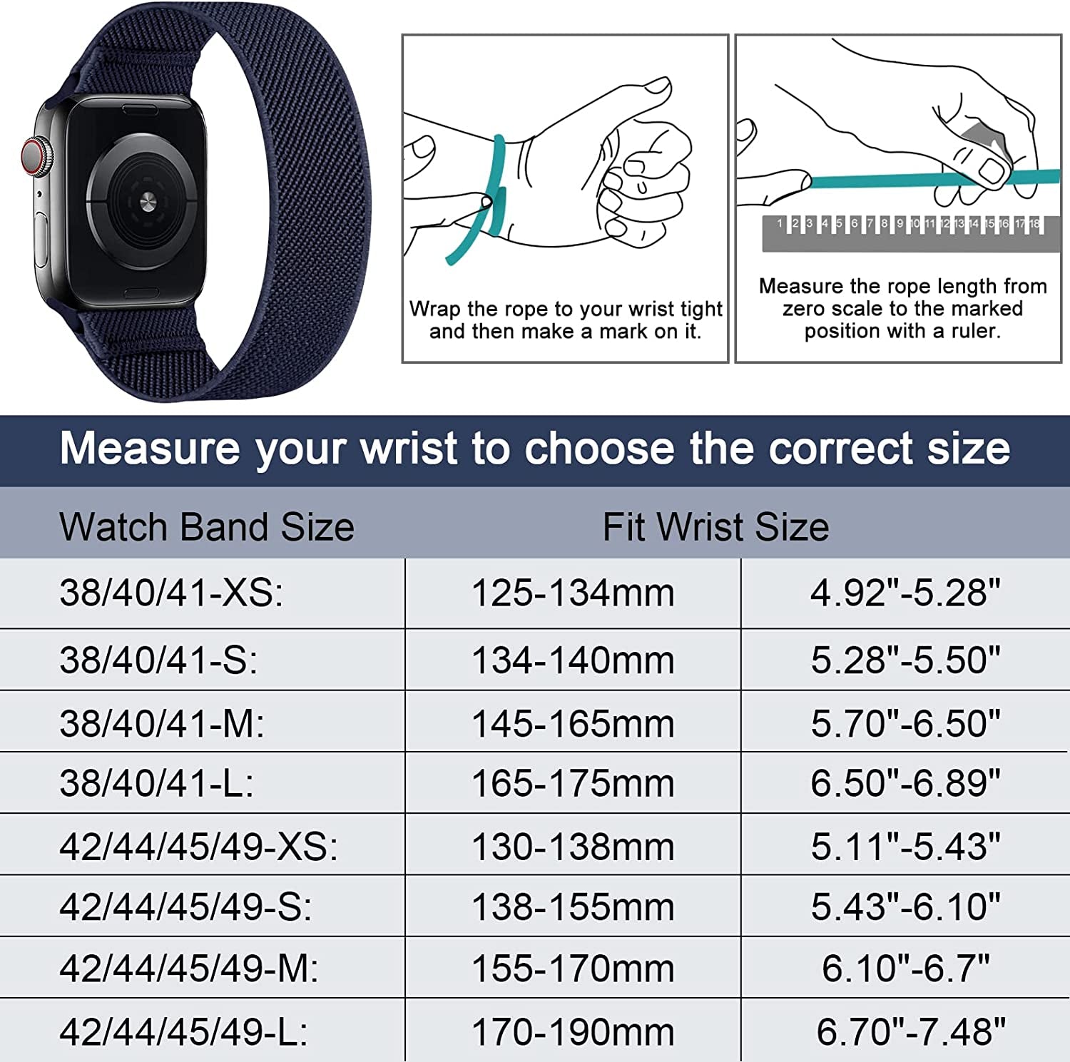 HILIMINY 10 Pack Stretchy Solo Loop Bands Compatible with Apple Watch 38Mm 40Mm 41Mm 42Mm 44Mm 45Mm 49Mm Men Women, Braided Elastic Nylon Sport No Buckles Straps for Iwatch Ultra SE Series 8 7 6 5 4 3 2 1  HILIMNY   