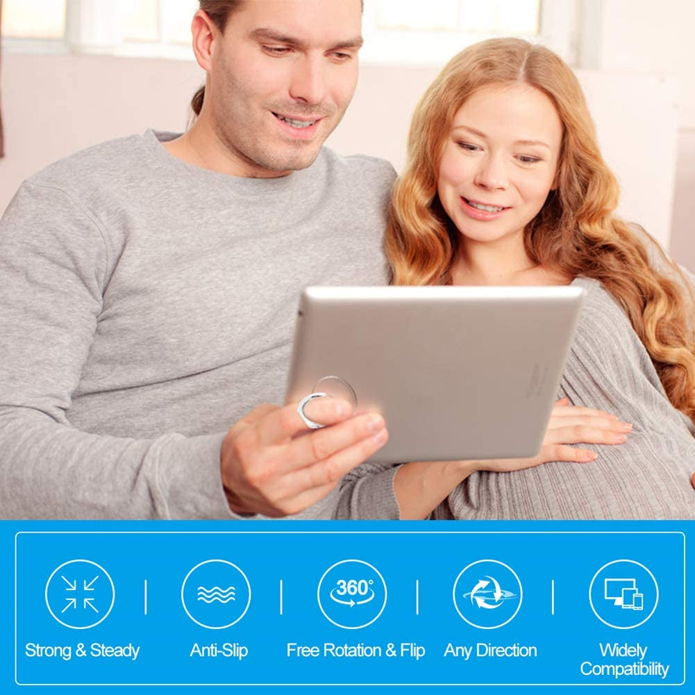 Jsoerpay Cell Phone Ring Holder, Transparent Ring Holder 360°Rotation Finger Ring Stand, Clear Cell Phone Kickstand Compatible with Most of Phones, Tablet and Case, (2Silver+1Black+1Rose Gold)  Silitraw   