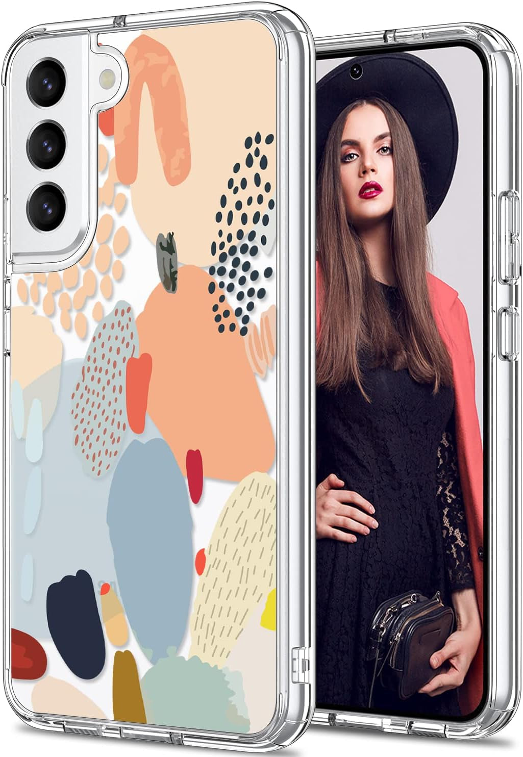 ICEDIO for Samsung Galaxy S22 Case,Slim Fit Crystal Clear Cover with Fashionable Designs for Girls Women,Durable Rugged Protective Phone Case for Samsung Galaxy S22 6.1" Cute Flower Garden  ICEDIO Multi-Colored Painting  