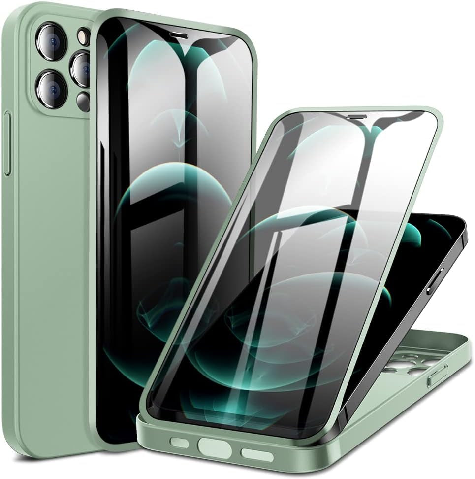 X-Level Compatible with Iphone 12 Pro Max Case,[360 Full Body Protective] with 2X Tempered Glass Screen Protector Ultra Thin Slim Fit Phone Cover for Iphone 12 Pro Max 6.7 Inch (Matte Red)  Pipilu Green  