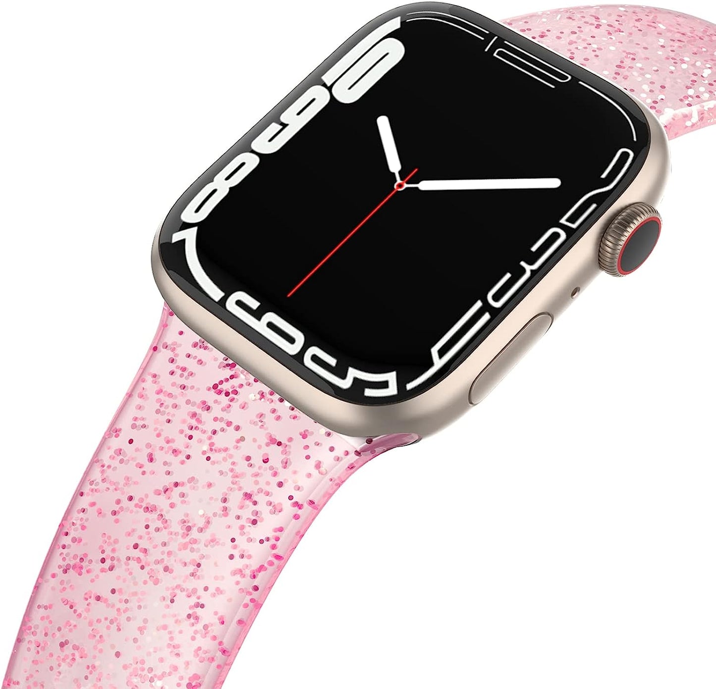 EDIMENS Sport Band Compatible with Apple Watch Bands 41Mm 38Mm 40Mm, Shiny Bling Glitter Silicone Soft Thin Small Replacement Band Compatible for Iwatch Series 8 7 6 5 4 3 2 1 SE Sport Edition Women  EDIMENS   
