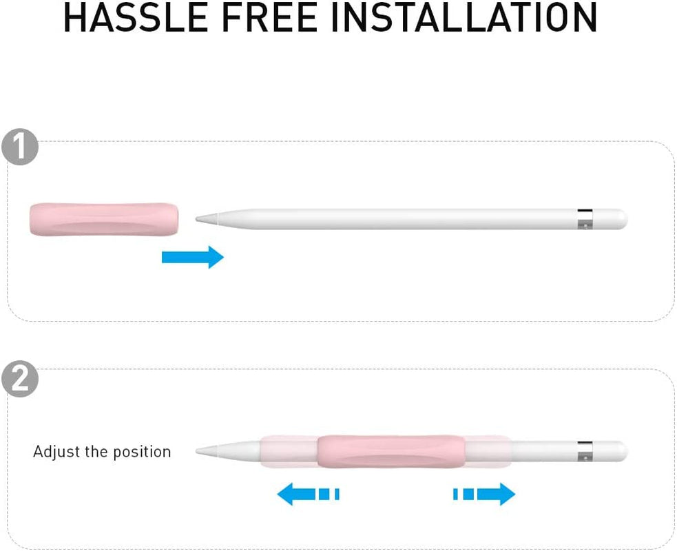 Delidigi Apple Pencil Grip 3 Pack Ergonomic Stylus Grip Silicone Sleeve Accessories Compatible with Apple Pencil 1St and 2Nd Generation (White, Pink, Avocado Green)  Delidigi   