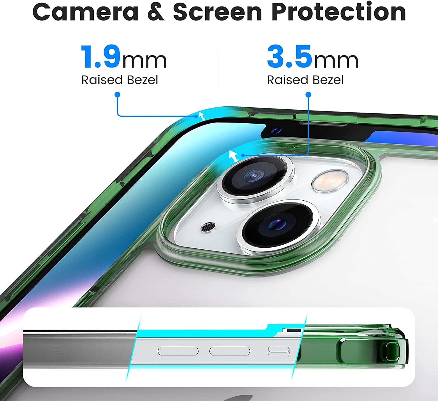 Mkeke for Iphone 14 Case for Iphone 13 Case Clear, Transparent Shockproof Bumpers Phone Cases Gradient Black-Green  Shenzhen Make Technology Company Limited   