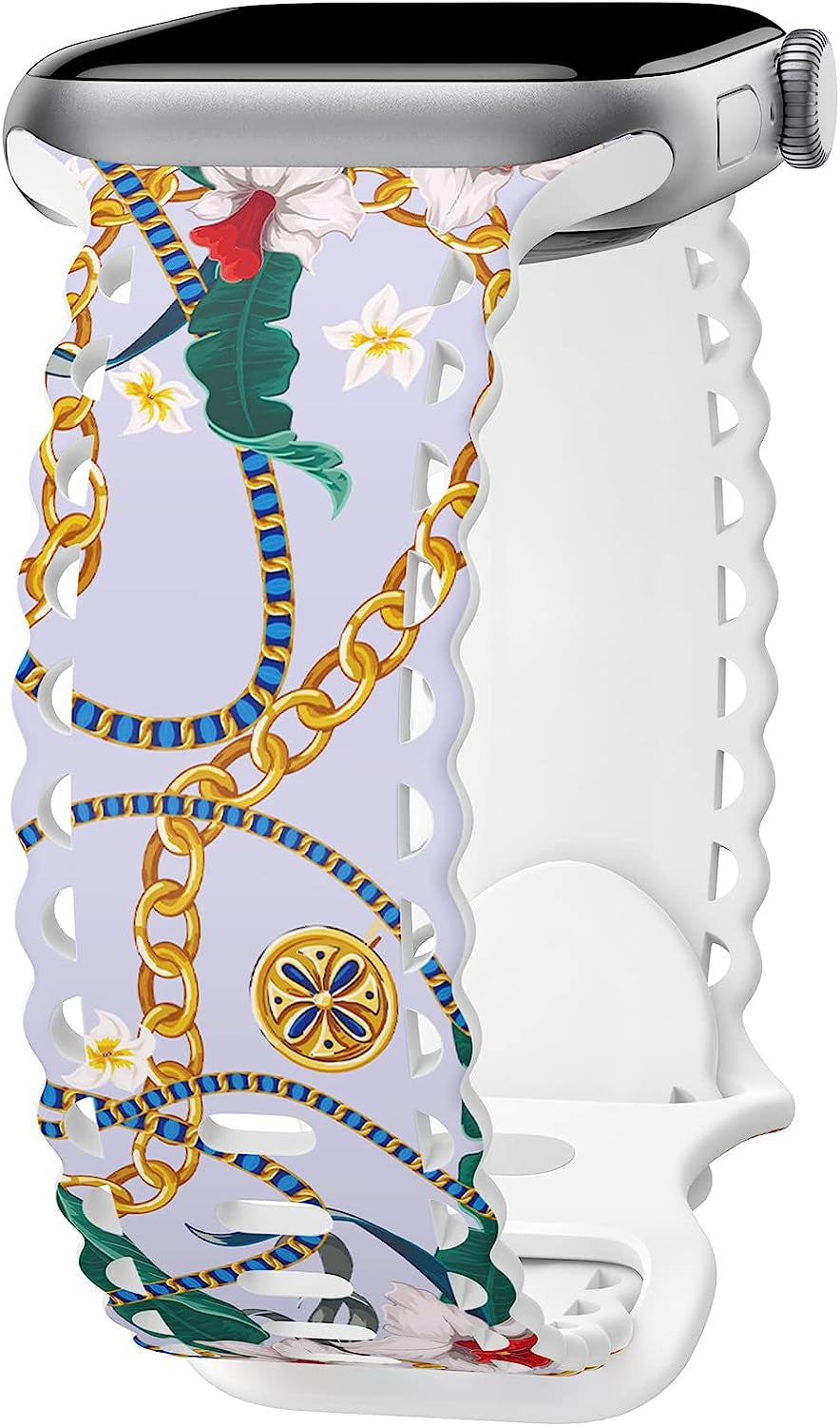 Upfurmach Compatible with Apple Watch Band 41Mm 40Mm 38Mm 49Mm 45Mm 44Mm 42Mm Women Girl, Rose Floral Print Lace Hollow-Out Soft Silicone Sport Bands for Iwatch Ultra SE Series 8 7 6 5 4 3 2 1, Rosb-38  UpfurMach C-Rich 41mm/40mm/38mm 