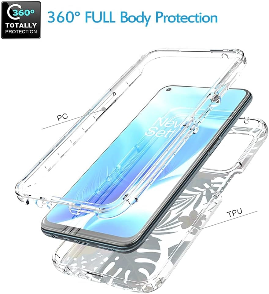 Vokuha Case for Oneplus Nord N200 5G, Oneplus N200 5G Case for Girls, Cute Floral Crystal Clear TPU Bumper Shockproof Protective Armor Cover for Oneplus Nord N200 5G (Flowers & Leaves)  Vokuha   