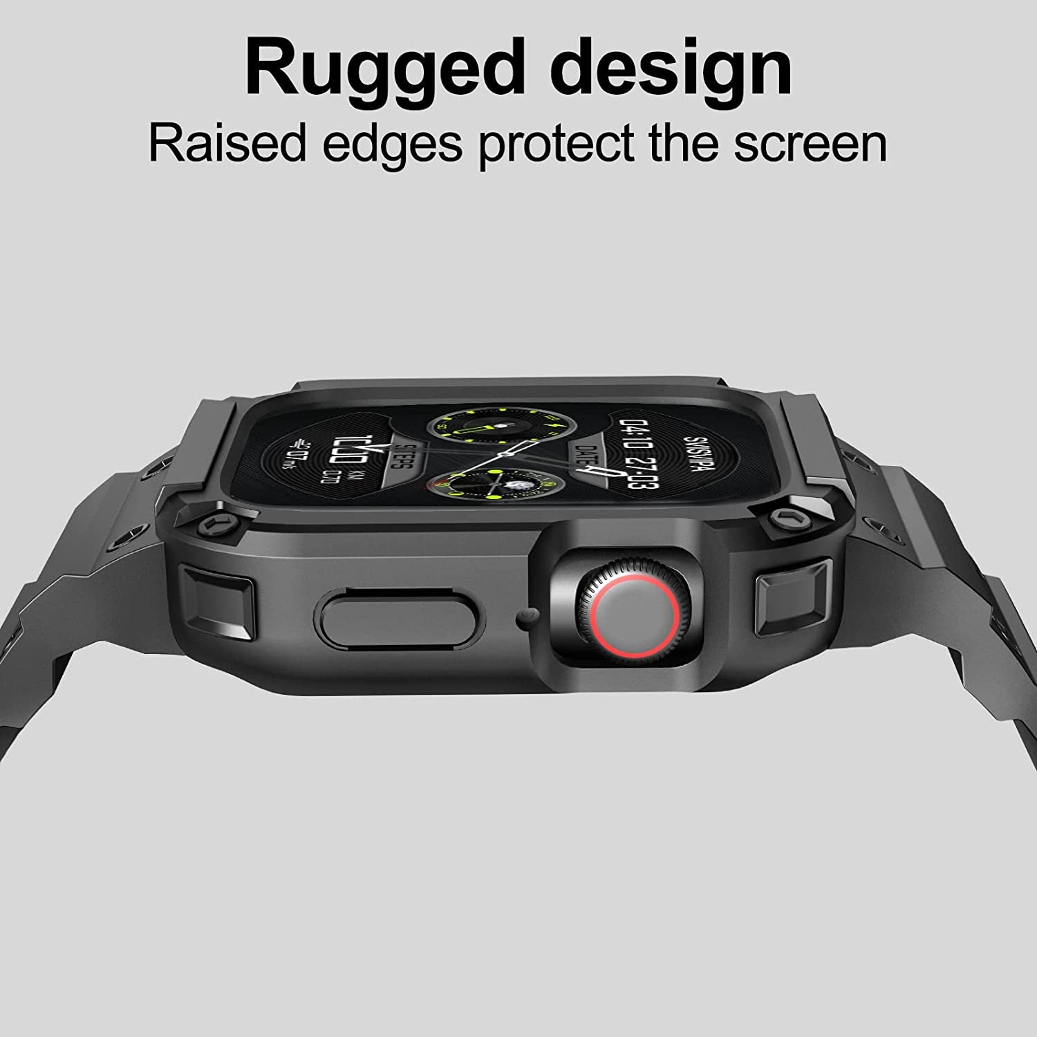 [2 Pack] SVISVIPA Band with Case Compatible for Apple Watch 45Mm 44Mm 42Mm Iwatch Series 8 7 SE 6 5 4 3 2 1 Strap, Men Women Sport Strap with Bumper Rugged Shockproof Military Protective, 2 Pack (Black，Army Green）  SVISVIPA   