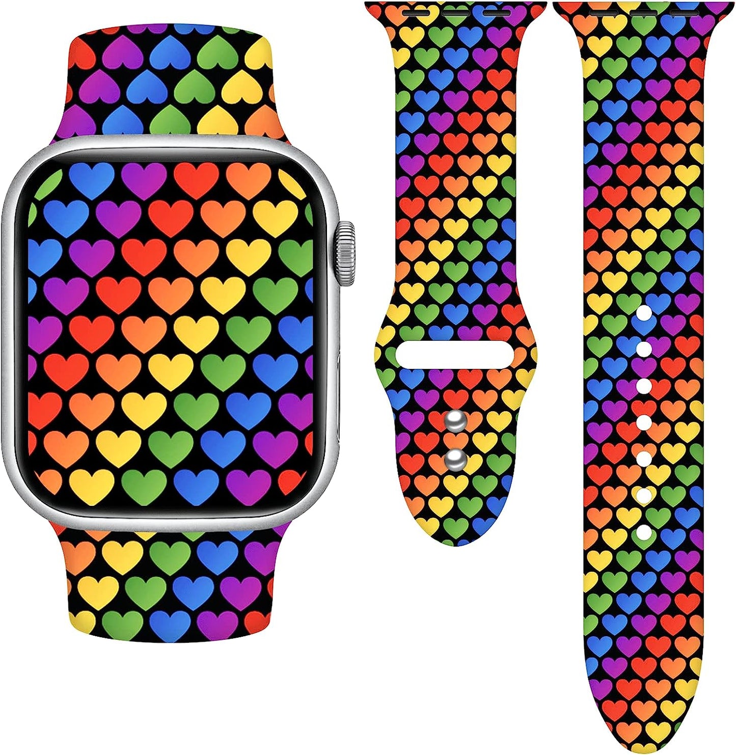 Vieeki Pride Watch Band Compatible with Apple Watch 38Mm 40Mm 41Mm 42Mm 44Mm 45Mm 49Mm Replaceable Silicone Smartwatch Straps for Iwatch Series Ultra SE 8 7 6 5 4 3 2 1  Vieeki Rainbow Stripe 38mm/40mm/41mm 