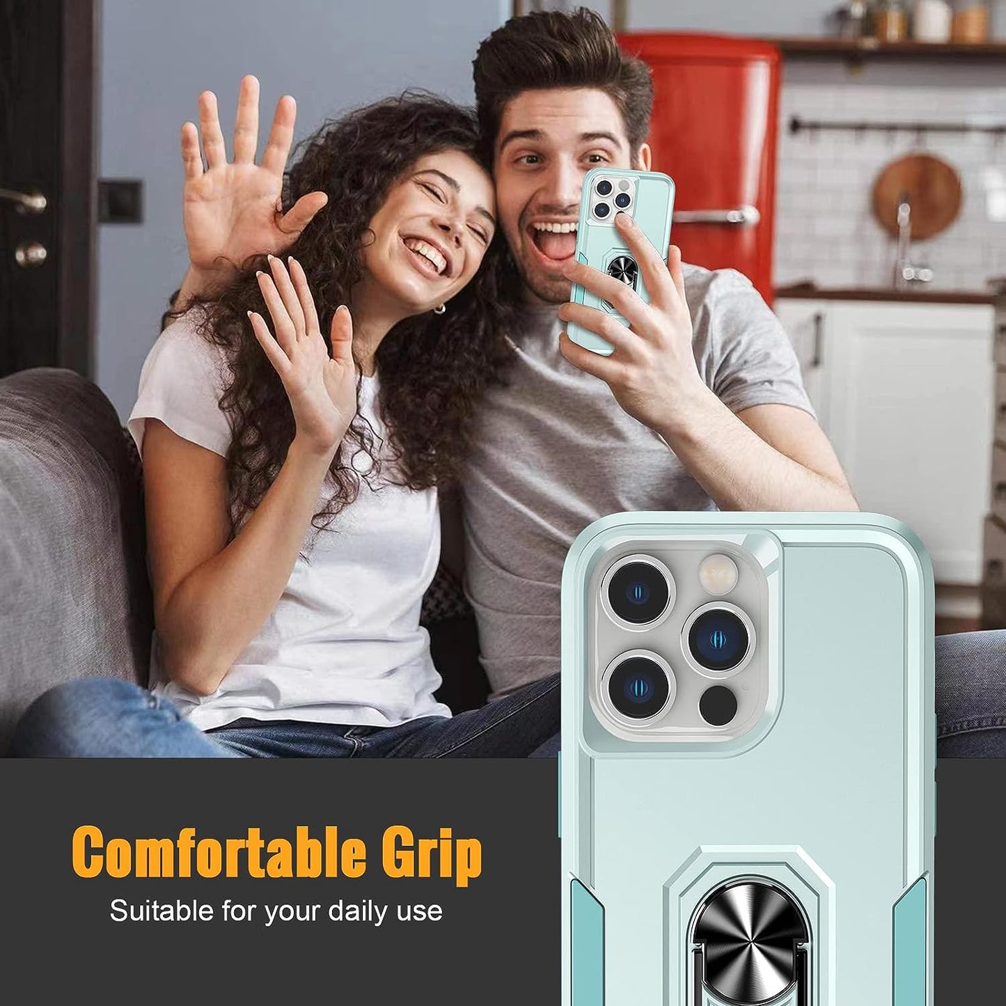 Oterkin for Iphone 14 Pro Case,Iphone 14 Pro Phone Case with [360°Rotatable Stand Ring][2Pcs 9H HD Tempered Glass Screen Protector][10Ft Military Grade Shockproof] Case for Iphone 14 Pro (Blue)  Oterkin   