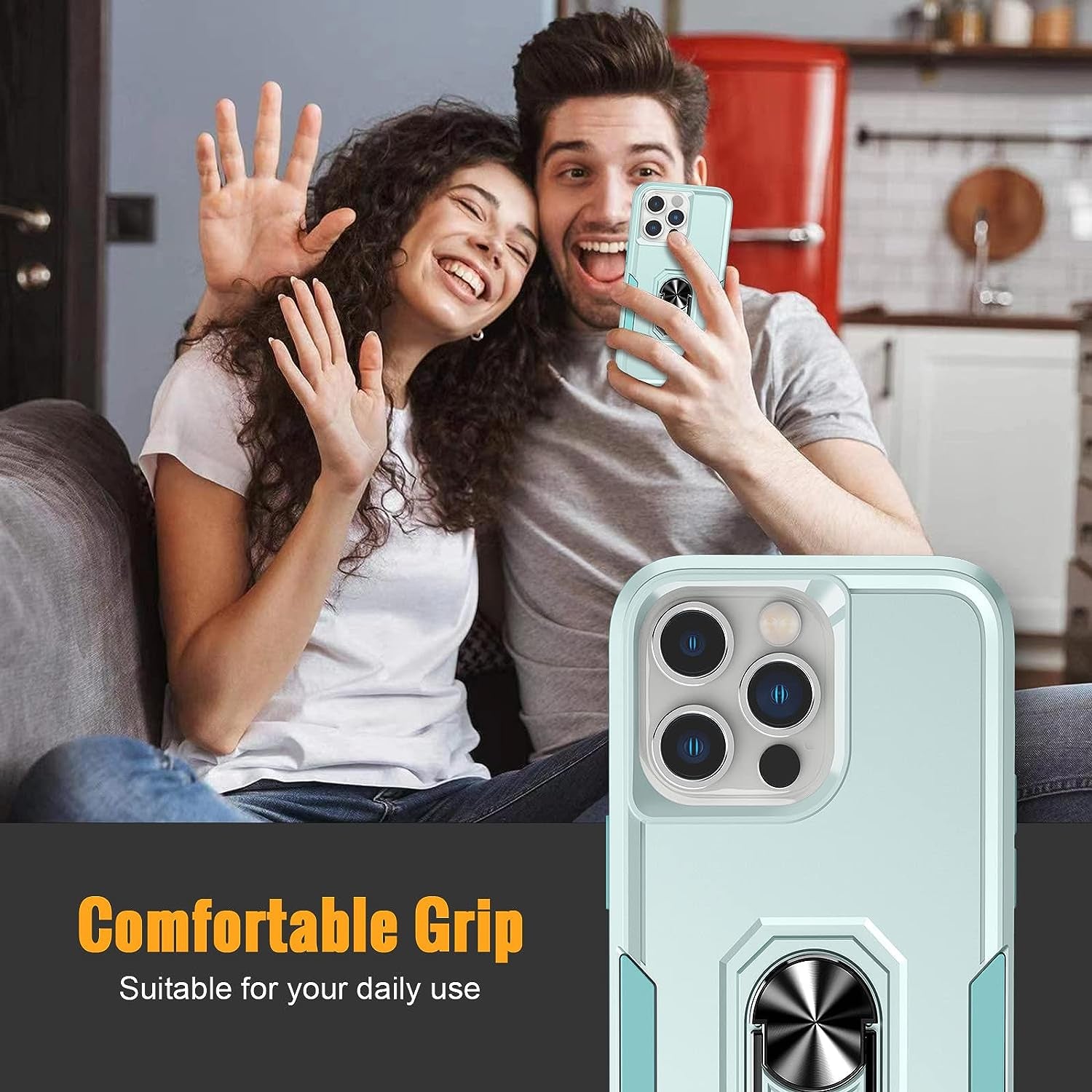 Oterkin for Iphone 14 Pro Case,Iphone 14 Pro Phone Case with [360°Rotatable Stand Ring][2Pcs 9H HD Tempered Glass Screen Protector][10Ft Military Grade Shockproof] Case for Iphone 14 Pro (Blue)  Oterkin   